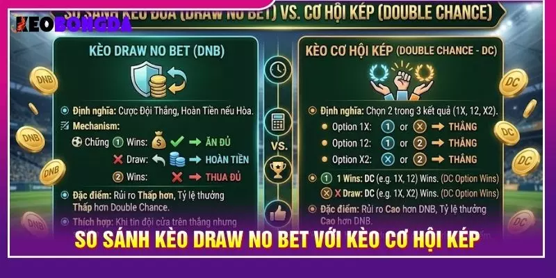 So sánh kèo draw no bet với kèo cơ hội kép
